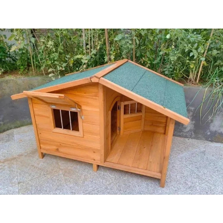 Outdoor Solid Wood Waterproof Dog Houses Large, Medium and Small Anti-corrosion Pet Houses Villa Indoor Dog House Kennels B