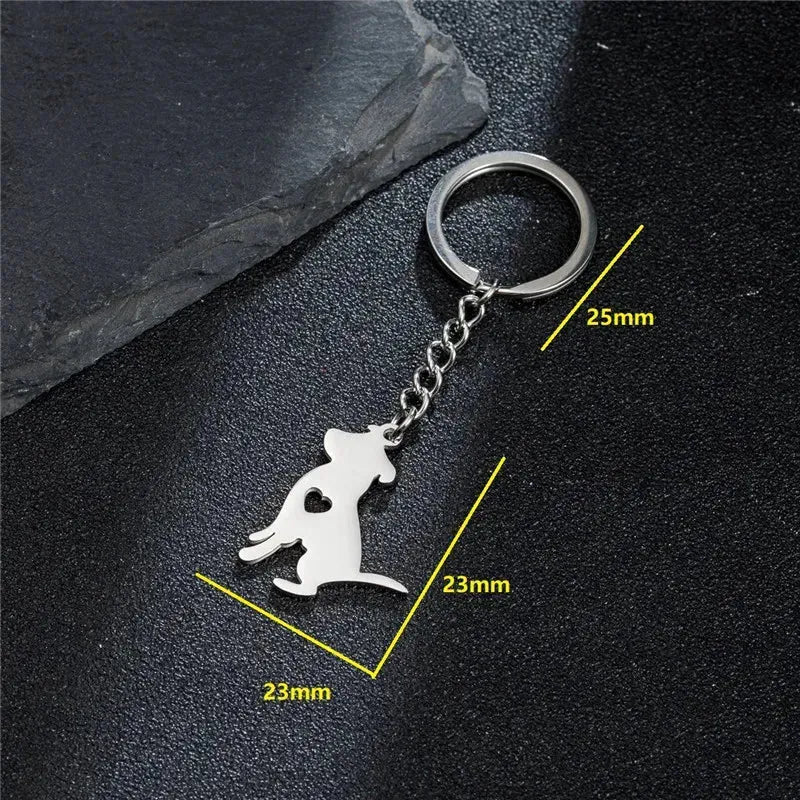 Stainless Steel Animal Keychain Cartoon Bulldog Key Rings Multiple Style Dog Keychains Key Holders Pendant Accessories Gift