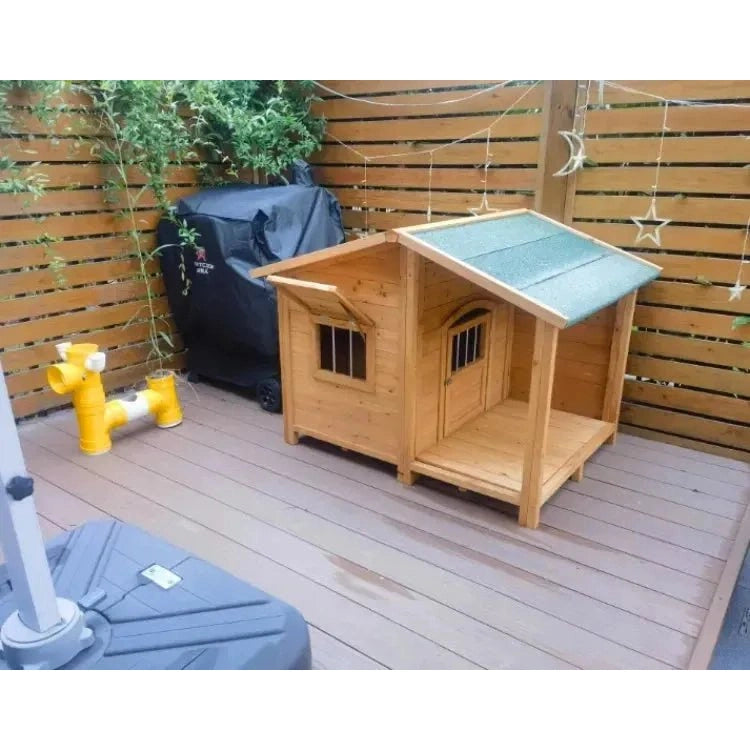 Outdoor Solid Wood Waterproof Dog Houses Large, Medium and Small Anti-corrosion Pet Houses Villa Indoor Dog House Kennels B