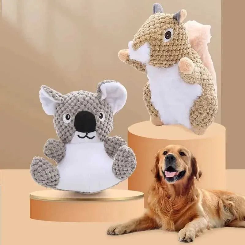 Funny Squirrel Koala Plush Dog Squeaky Toys Small Large Dogs Interactive Bite Resistant Toy Pets Accessories Supplies