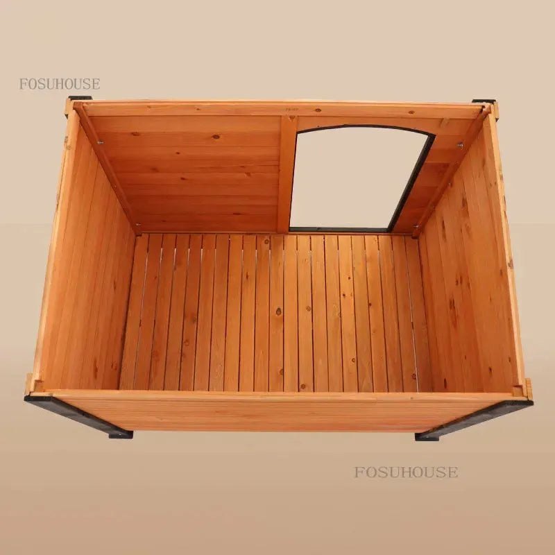 Solid Wooden Dog House Waterproof Outdoor Kennel Cage Small Large Breed Dogs Dog House Samoyeds Kennel Pet House H