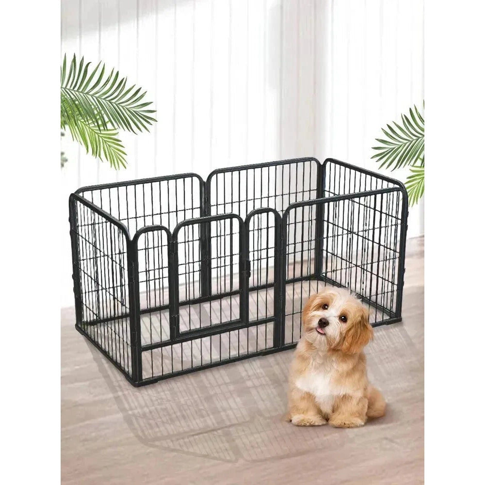 6 Panels Heavy Duty Dog Puppy Playpen Foldable Exercise Puppy Kennel Cage Metal Barrier Playpen for Dog Cat Rabbit Pet Exercise