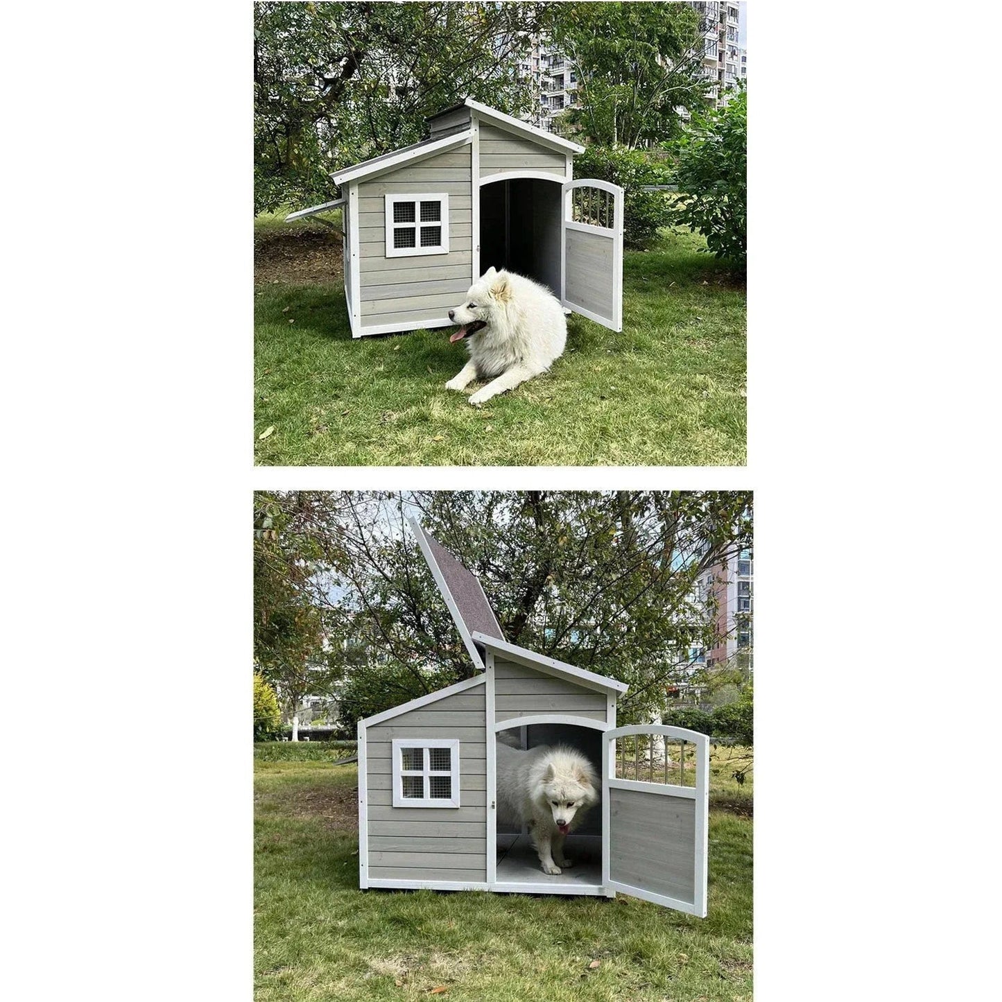 Four Seasons Universal Warm Large Dog House Wooden Dog Kennels Outdoor Rainproof Pet Kennel Indoor Garden Dog House Type Kennel