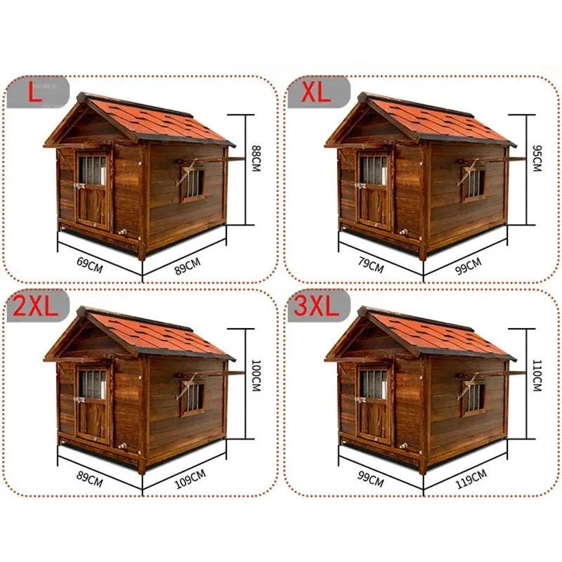 Home Solid Wood Dog Houses Outdoor Rainproof Pet Kennel Indoor Winter Warm Dog House Large Dog Waterproof Four Seasons Universal