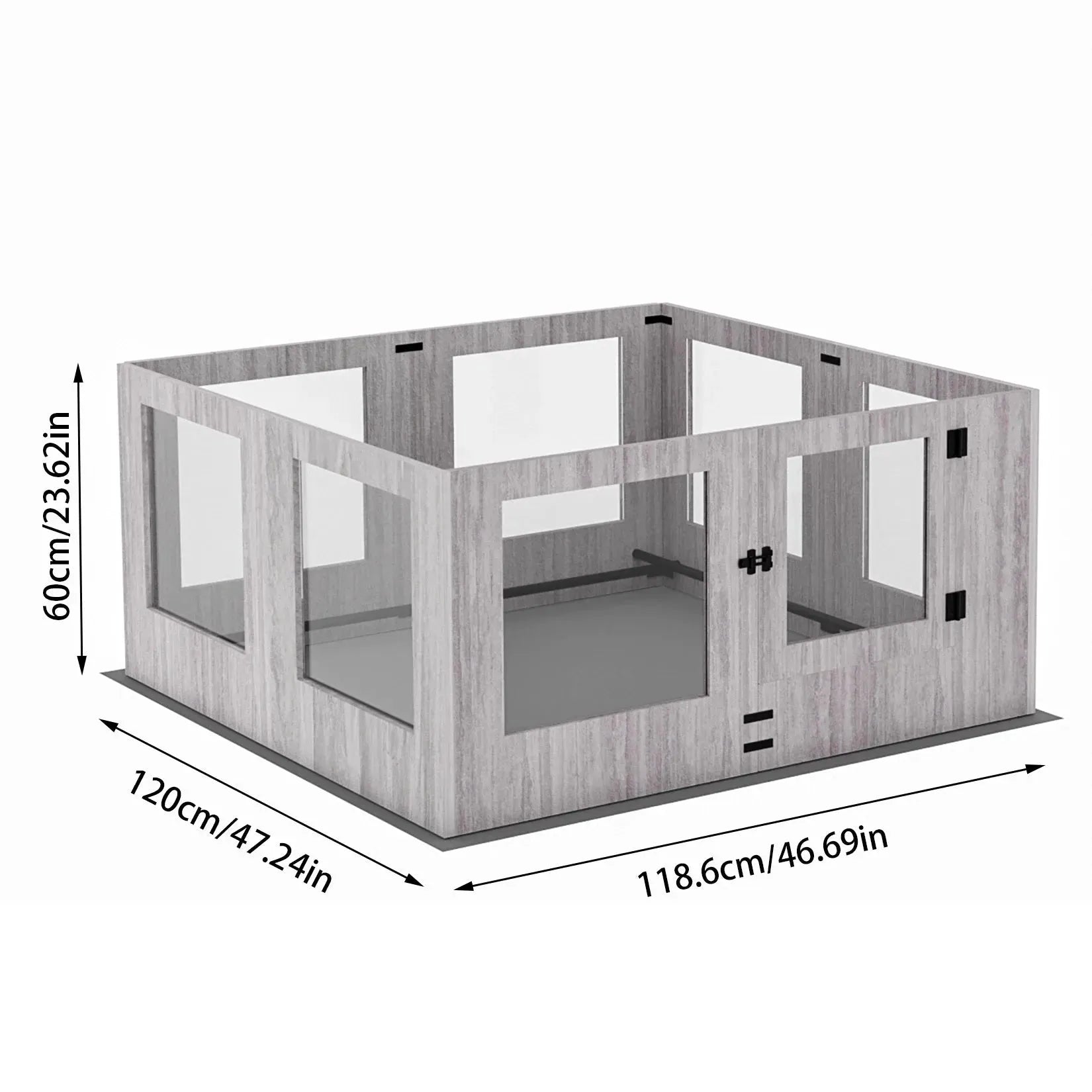 Dog Playpen 8/14 Panels Clear Tempered Glass Pet Exercise Fence House Dog Whelping Pen Box for Indoor with Waterproof Pad