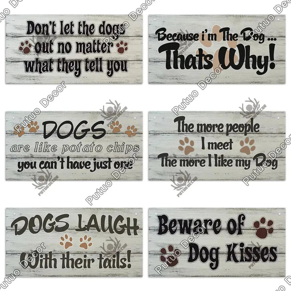 Putuo Decor Pet Dog Love Gifts Wooden Plaque Sign Wood Hanging Sign for Dog House Decor Home Decoration Wooden Wall Plaque