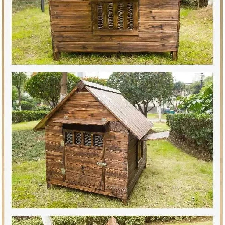 Wooden Dog House Nest Outdoor Rainproof Dog Cat Cage Modern Pet Kennels Warm Small Large Dogs Universal House H