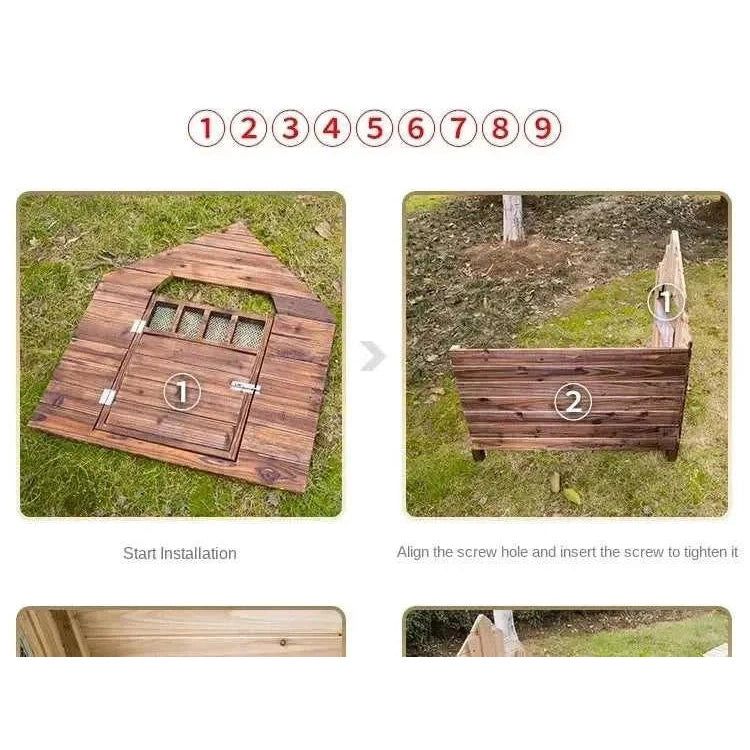 Wooden Dog House Nest Outdoor Rainproof Dog Cat Cage Modern Pet Kennels Warm Small Large Dogs Universal House H