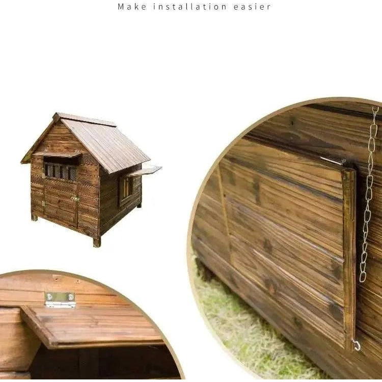 Wooden Dog House Nest Outdoor Rainproof Dog Cat Cage Modern Pet Kennels Warm Small Large Dogs Universal House H