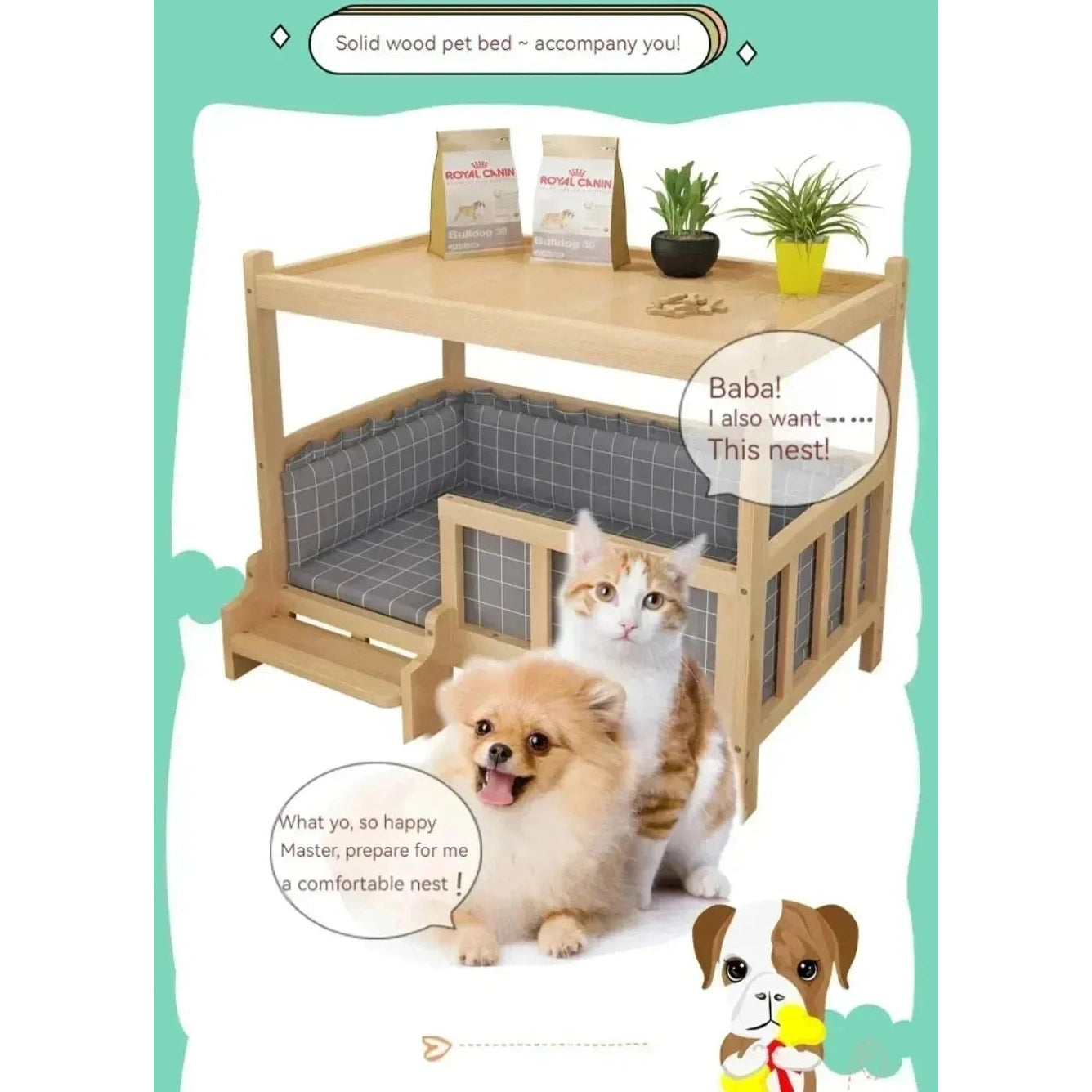 Solid Wood Dog Cat Kennel Smooth Polished Teddy Dogs Kennel Luxury Durable Eco-Friendly Large Wooden Pet House Wooden Puppy Bed