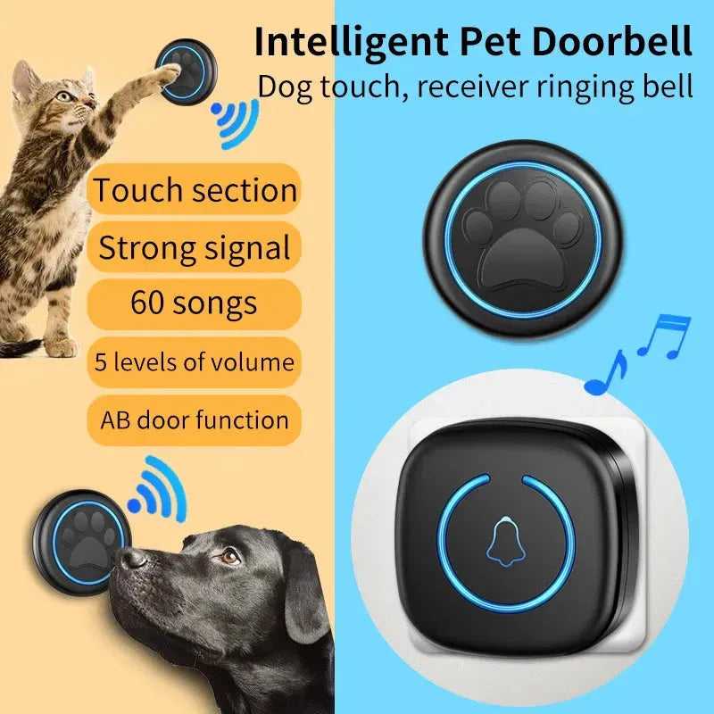 Pet Touch Ringer Button Bell 300M/984ft Range 60 Songs High Volume Doorbell For Cat & Dog Training Door Bell Smart Home US EU