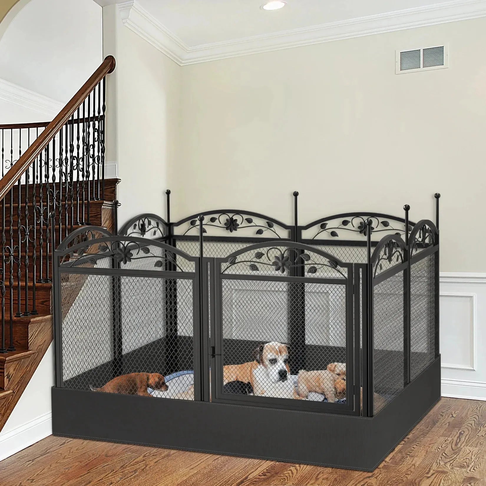 8 Panels DIY Heavy Duty Dog Playpen Pen Outdoor Indoor Dog Puppy Metal Fence with Waterproof Fertility Pad for Whelping,Training