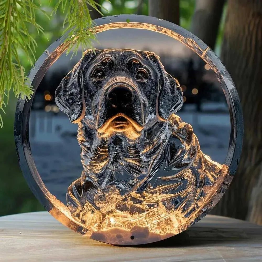 Round Metal Aluminum Sign Art Cute Dog Wreath Decorative Plates Entrance Decor Gift Mask Theme For Bar Club Home Room Wall Decor