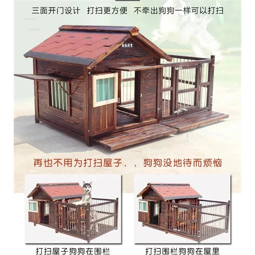 Outdoor Waterproof Kennel Four Seasons Universal Solid Wood Dog Houses Indoor Dog Cage Large Dog House Winter Warm House for Dog