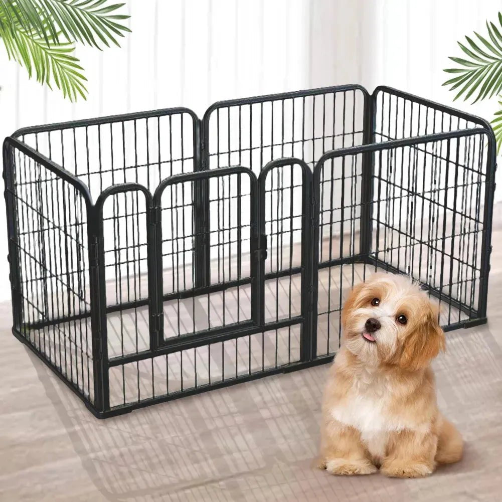 6 Panels Heavy Duty Dog Puppy Playpen Foldable Exercise Puppy Kennel Cage Metal Barrier Playpen for Dog Cat Rabbit Pet Exercise