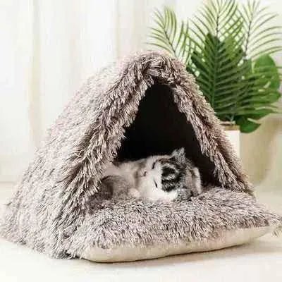 Didog Cozy Cat Haven in Coffee - Luxury Washable Fabric Cat Sanctuary