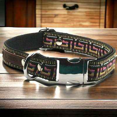 Regal Paws Enchanted Elegance Cotton Dog Collar with Engraved Buckle