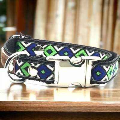 Luxury Canine Couture Handmade Cotton Dog Collar with Personalised Engraving
