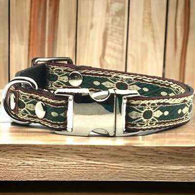 Luxury Paws Designer Cotton Dog Collar - Personalised Small Breed Accessory