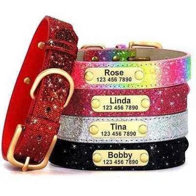 Luxury Sequin Sparkle Personalised Pet ID Collar