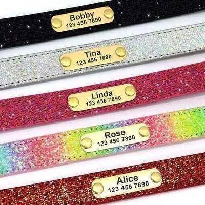 Luxury Sequin Sparkle Personalised Pet ID Collar