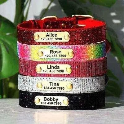 Luxury Sequin Sparkle Personalised Pet ID Collar