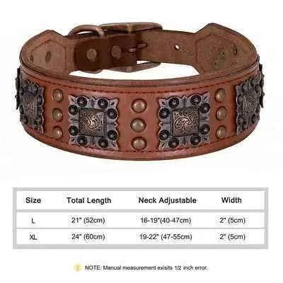 Regal Paws: Luxury Spiked Leather Dog Collar for Medium to Large Breeds