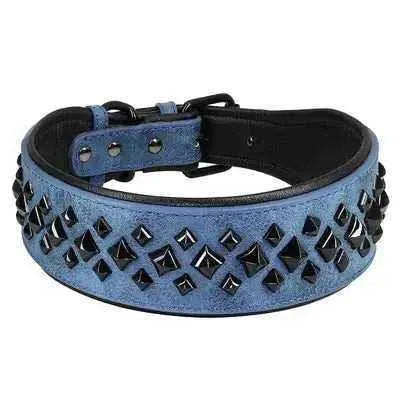 Rockstar Red Padded Leather Stud Dog Collar for Medium Dogs