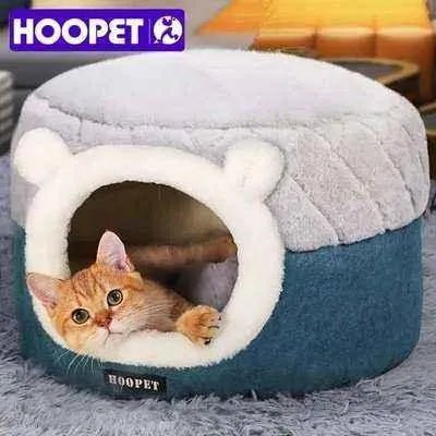 Snuggle Haven Pet Bed 🐾 Cozy Convertible Cat House & Cushion