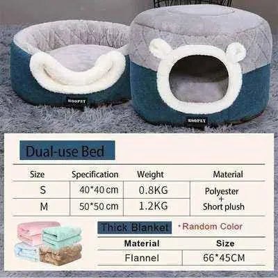 Snuggle Haven Pet Bed 🐾 Cozy Convertible Cat House & Cushion