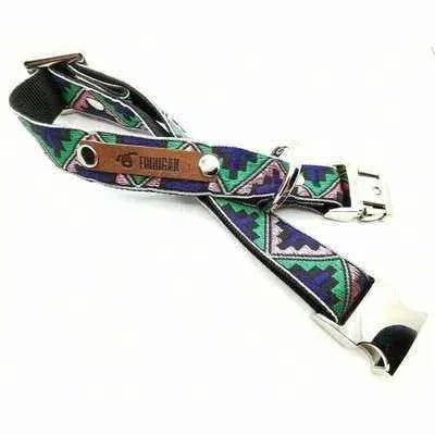 Elevate your Pup's Style Game with Finnigan's Custom Engraved Designer Dog Collar in Medium - Premium Quality Collar with Personalised Engraving and Unique Fabric Options 🌟