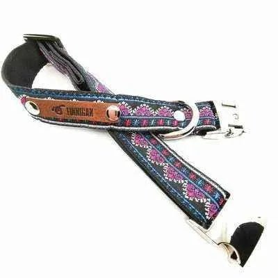 Elevate your Pup's Style Game with Finnigan's Custom Engraved Designer Dog Collar in Medium - Premium Quality Collar with Personalised Engraving and Unique Fabric Options 🌟