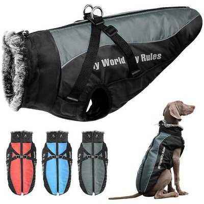 Winter Waterproof Dog Vest With Harness and Fur Collar - Finnigan's Play Pen