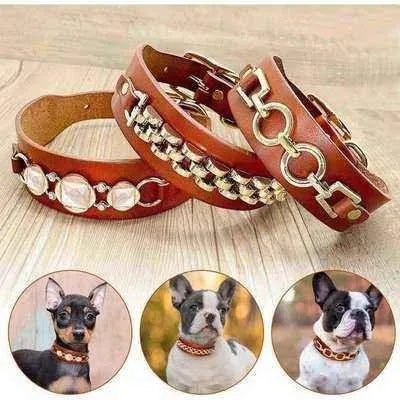 Royal Gemstone Leather Dog Collar for Small and Medium Breeds