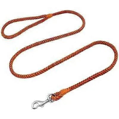 Premium Rolled Leather Dog Leash for Small to Medium Dogs - Brown